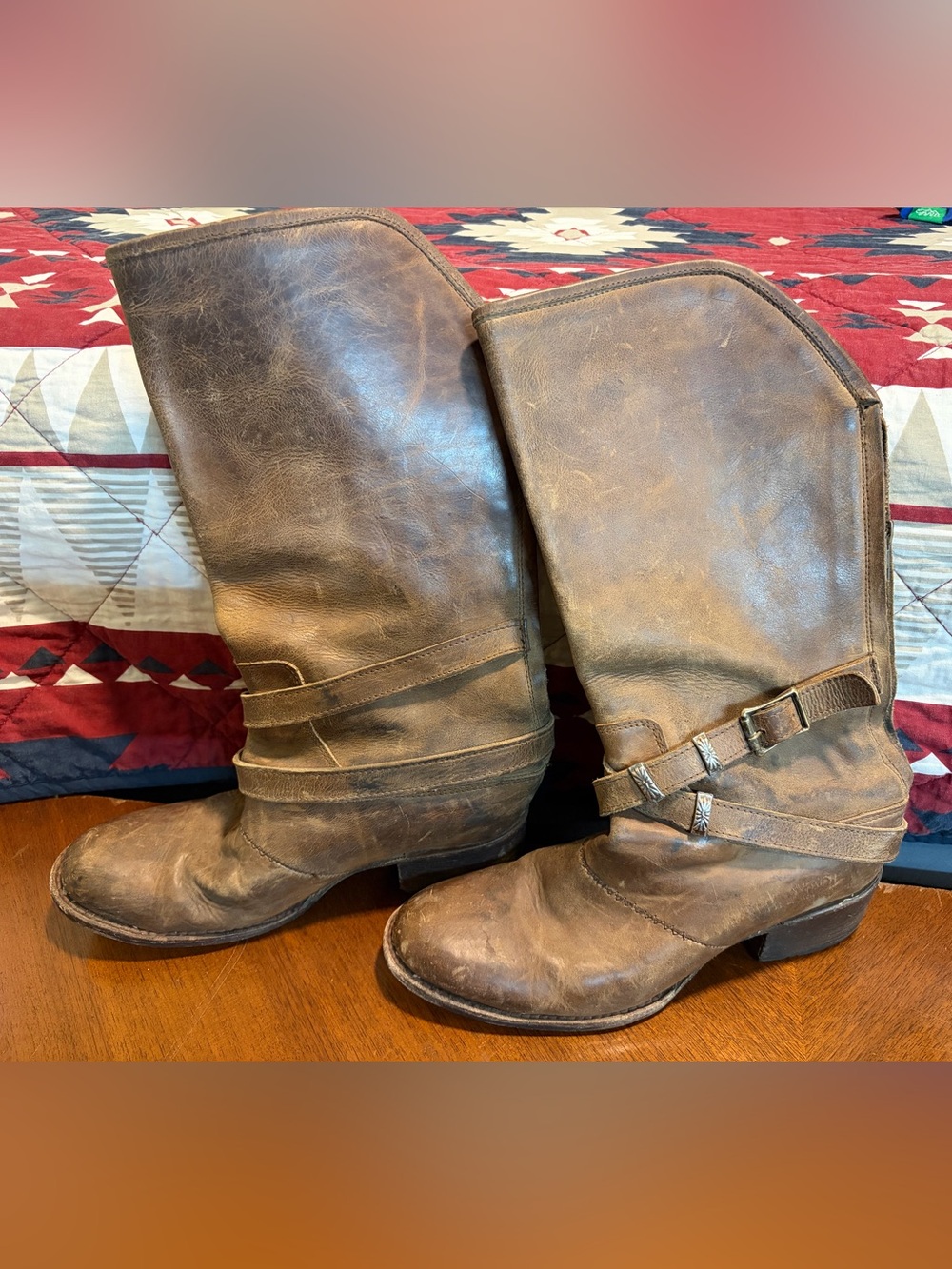 Freebird Distressed Brown Leather Mid-Calf Riding Boots